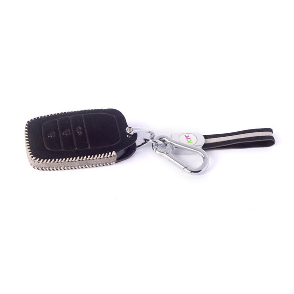 JVCV® Suede Leather Key Cover Compatible with Toyota Fortuner, Hilux, Innova Crysta, Fortuner Legender, Innova HyCross, Land Cruiser 2B/3B Smart Key