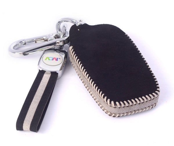 JVCV® Suede Leather Key Cover Compatible with Toyota Fortuner, Hilux, Innova Crysta, Fortuner Legender, Innova HyCross, Land Cruiser 2B/3B Smart Key
