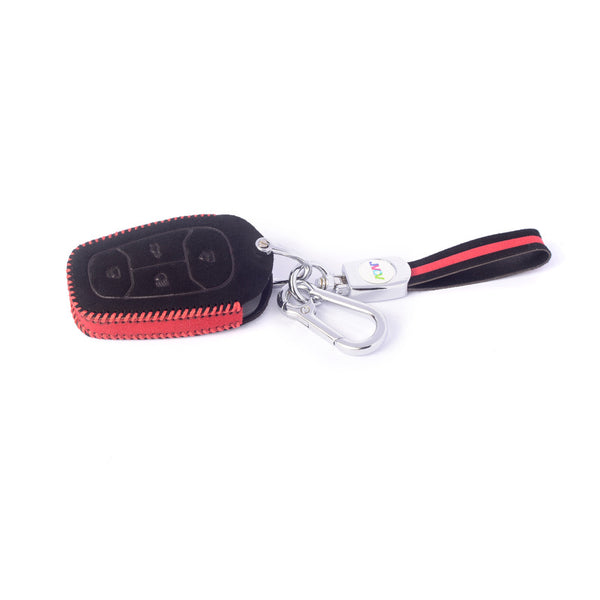 JVCV® Suede Leather Key Cover Compatible with Tata Nexon, Harrier, Tiago EV, Altroz, Tigor, Safari, Nexon EV, Punch, Punch EV 4 Button Smart Key