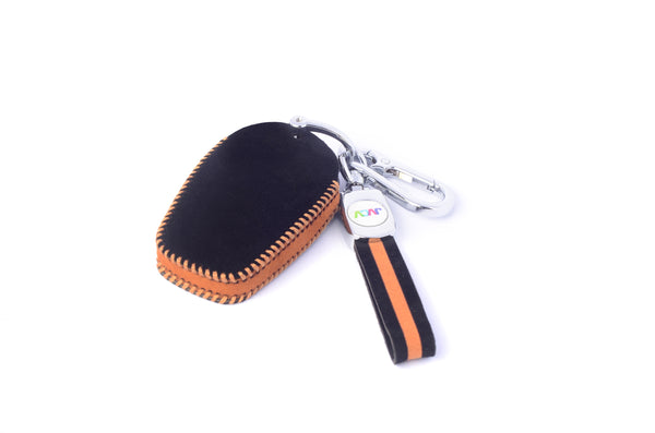 JVCV® Suede Leather Key Cover Compatible with Tata Nexon, Harrier, Tiago EV, Altroz, Tigor, Safari, Nexon EV, Punch, Punch EV 4 Button Smart Key
