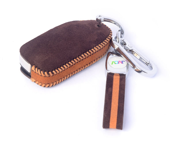 JVCV® Suede Leather Key Cover for Tata Flip Keys – Compatible with Curvv, Tiago, Tigor, Punch, Nexon, Hexa, Safari & More