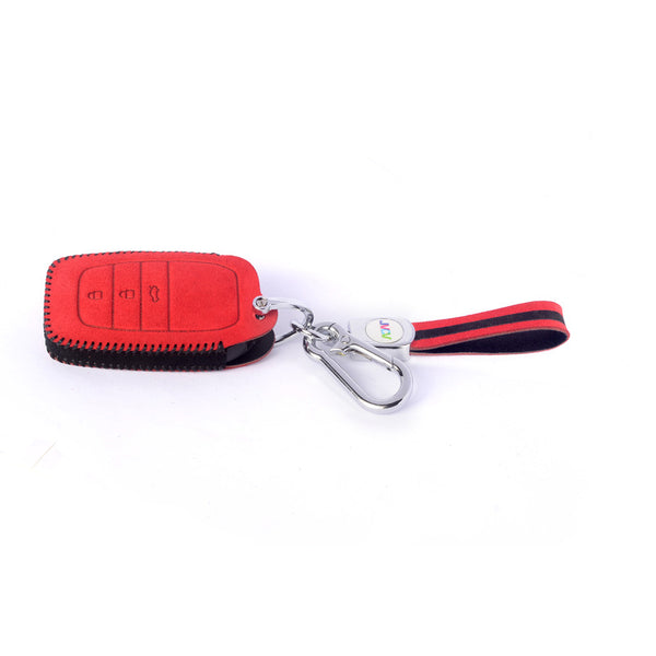JVCV® Suede Leather Key Cover Compatible with Toyota Fortuner, Hilux, Innova Crysta, Fortuner Legender, Innova HyCross, Land Cruiser 2B/3B Smart Key