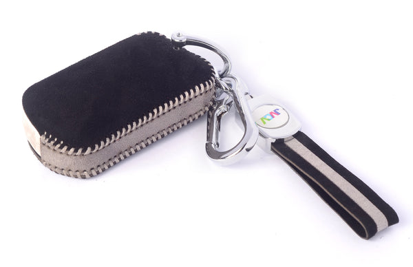 JVCV® Suede Leather Key Cover for Mahindra 3-Button Flip Keys – Compatible with XUV 700, Scorpio N, Thar, 3XO, XUV300, XUV400, Bolero & More