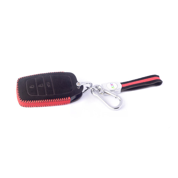 JVCV® Suede Leather Key Cover Compatible with Toyota Fortuner, Hilux, Innova Crysta, Fortuner Legender, Innova HyCross, Land Cruiser 2B/3B Smart Key