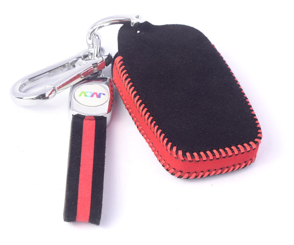 JVCV® Suede Leather Key Cover Compatible with Toyota Fortuner, Hilux, Innova Crysta, Fortuner Legender, Innova HyCross, Land Cruiser 2B/3B Smart Key