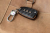 Carbon Fiber Leather Car Key Cover for Hyundai i20, Kona, Verna 3 Button Flip Key - Premium PU Case with Keychain