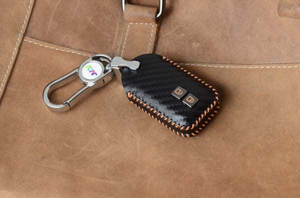 JVCV® Handmade Carbon Fiber Pattern Leather Key Cover Compatible with Suzuki Jimny Fronx Grand Vitara Baleno XL6 Swift Ertiga Dzire Rumion Urban Cruiser Glanza, Hyryder Smart Key