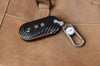 JVCV® Handmade Carbon-Fiber Pattern Leather Key Cover – Mercedes 3‑Button Smart Key (with Keychain)