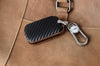 Carbon Fiber Leather Car Key Cover for Mahindra XUV 700, 3XO, Thar, Marazzo, Bolero, Scorpio, Scorpio N, XUV 300, XUV 400 EV, Thar Roxx - Premium PU Case with Keychain
