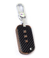 Carbon Fiber Leather Car Key Cover for Mahindra XUV 700, 3XO, Thar, Marazzo, Bolero, Scorpio, Scorpio N, XUV 300, XUV 400 EV, Thar Roxx - Premium PU Case with Keychain