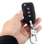 Carbon Fiber Leather Car Key Cover for Hyundai i20, Kona, Verna 3 Button Flip Key - Premium PU Case with Keychain
