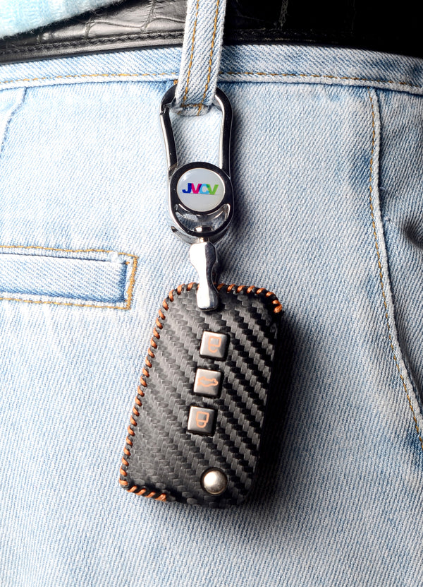 JVCV® Handmade Carbon-Fiber Pattern Leather Key Cover – Skoda Folding Keys