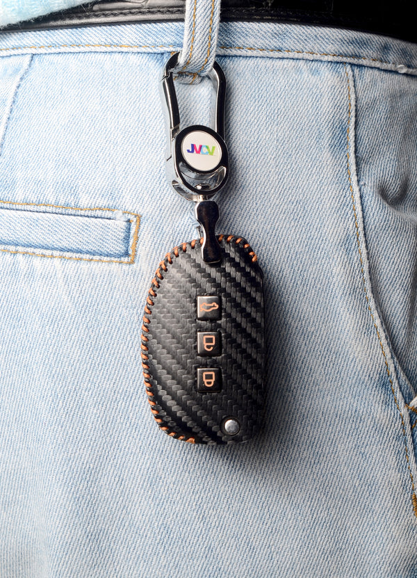 JVCV® Handmade Carbon-Fiber Pattern Leather Key Cover
