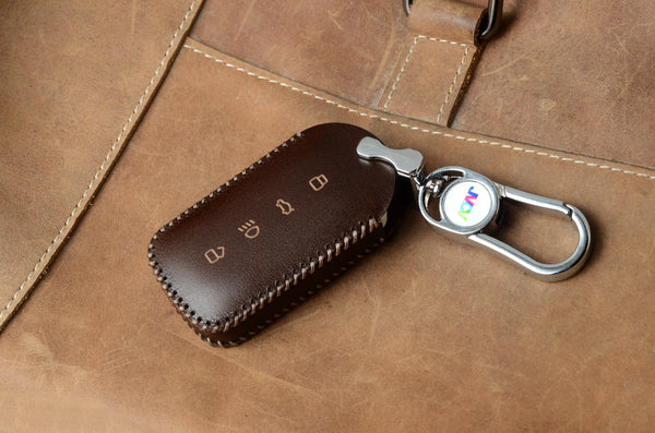 JVCV® Car Styling Soft Handmade Leather Key Cover Compatible with Tata Curvv and Curvv EV Smart Key