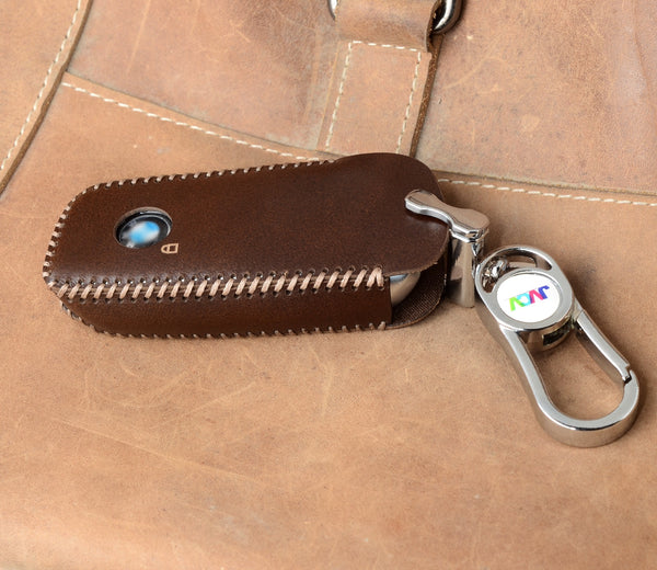 JVCV® Handmade Leather Car Key Cover with Keychain | Premium Smart Key Protector Compatible with BMW 2023 New 7 Series 740i 760i X1 X5 X7 XM IX I7 Smart Key