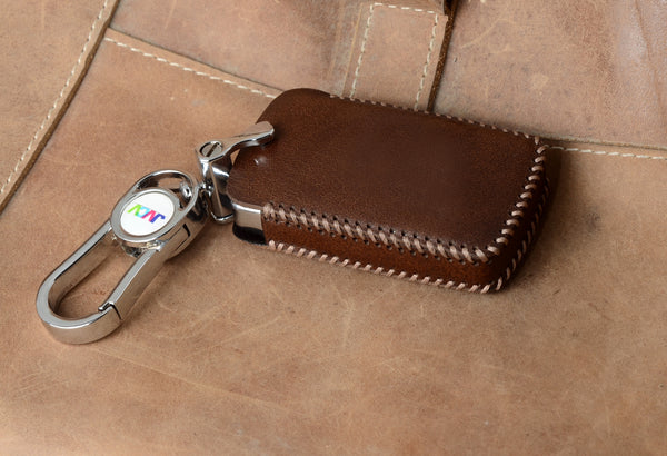 JVCV® Handmade Leather Car Key Cover with Keychain | Premium Smart Key Protector Compatible with Land Rover, Range Rover, Discovery & Defender