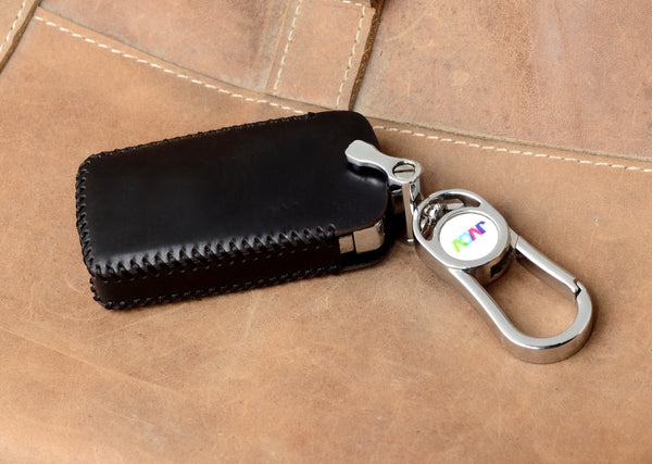 JVCV® Handmade Leather Car Key Cover with Keychain | Premium Smart Key Protector Compatible with Land Rover, Range Rover, Discovery & Defender