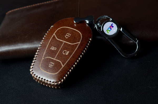 JVCV® Handmade Leather Car Key Cover – Compatible with Tata Motors Smart Key