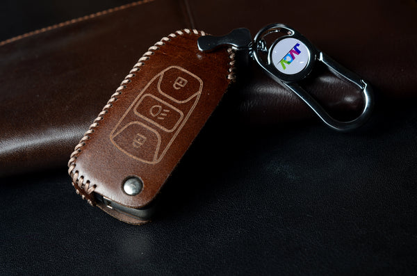 JVCV® Handmade Leather Car Key Cover – Compatible with Tata Curvv, Tiago, Tigor, Punch, Hexa, Nexon, Zest, Bolt, Safari Storme – Flip Key