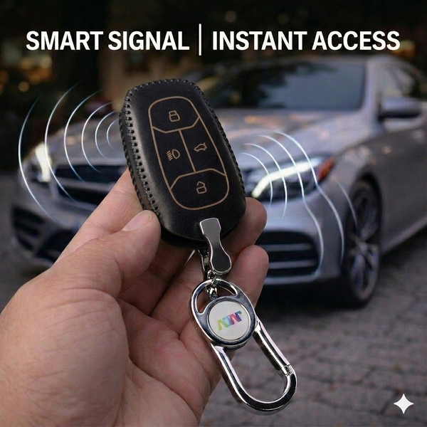 JVCV® Handmade Leather Car Key Cover – Compatible with Tata Motors Smart Key