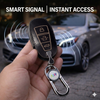 JVCV® Soft Handmade Leather Car Key Cover Compatible with Maruti Suzuki Baleno Ciaz Vitara Brezza S Cross Swift Ignis, Toyota Urban Cruiser Smart Key with Keychain-3B Push Button Start Car Key.