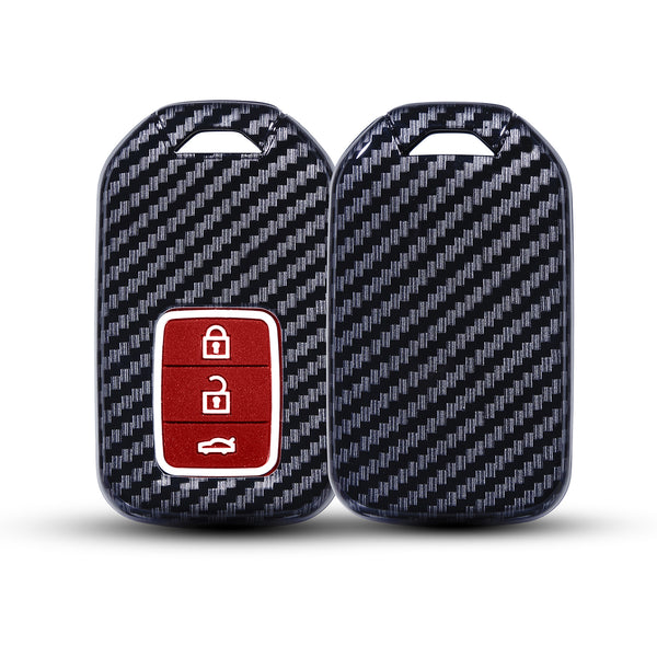 Hard Case Key Cover Compatible with Honda City Elevate Civic Jazz Amaze CR-V WR-V BR-V 3 Button Push Button Start Smart Key
