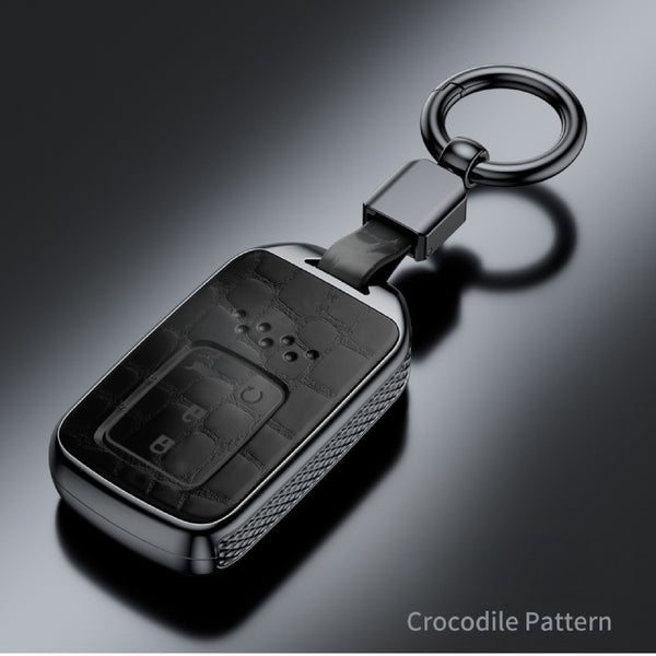 JVCV® Crocodile Pattern ABS Key Cover with Keychain – Compatible with Honda 3/4 Button Smart Keys (City, Elevate, Civic, Amaze & More)