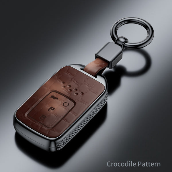 JVCV® Crocodile Pattern ABS Key Cover with Keychain – Compatible with Honda 3/4 Button Smart Keys (City, Elevate, Civic, Amaze & More)