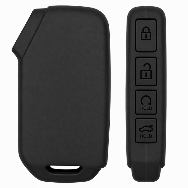JVCV® Soft TPU Key Cover – Matte Black Pattern – Compatible with Kia Seltos 2023 Facelift HTX, Carens X-Line, Sonet Facelift & Clavis EV – 3/4 Button Smart Key