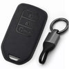 JVCV® Soft TPU Key Cover with Premium Metal Keychain – Matte Black Pattern – Compatible with Honda City, Elevate, Civic, Jazz, Amaze, CR-V, WR-V & BR-V – 3 Button Smart Key