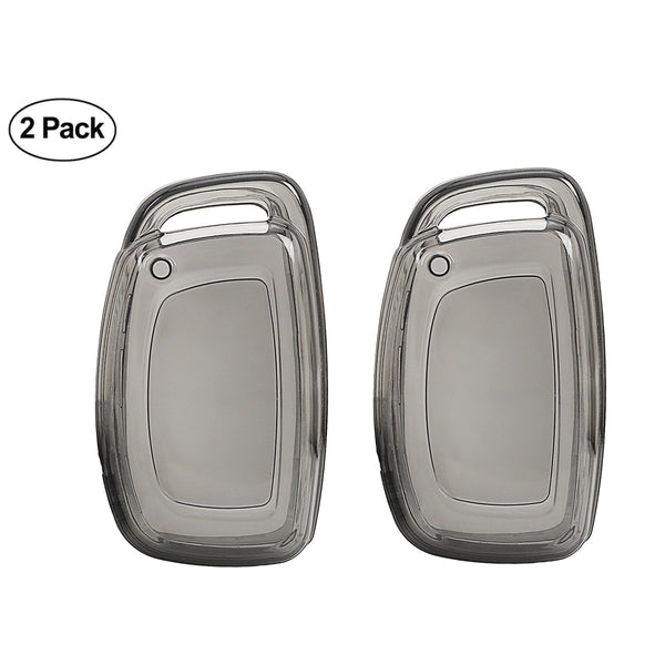 JVCV® 2 Pack Soft TPU Transparent Cover Compatible with Hyundai Alcazar Creta Venue i20 Tucson Elantra Car i10 Grand i20 Xcent Verna 4s Tucson Elantra Grand i10 Nios 4/3 Button Smart Key (Transparent Black)
