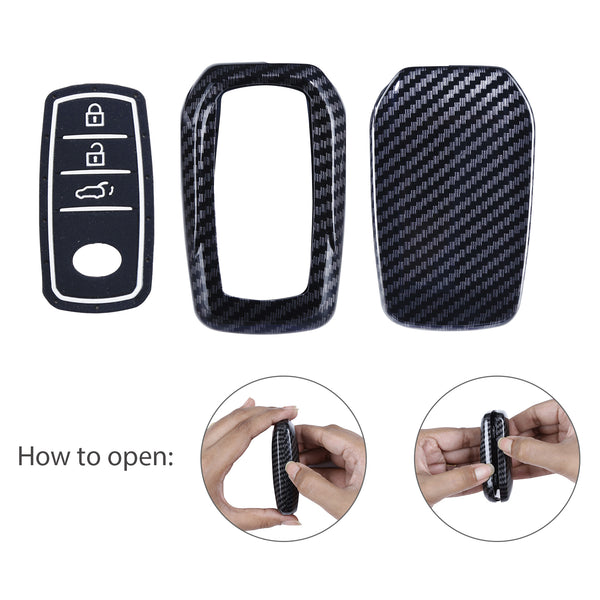 Hard Case Key Cover Compatible with Toyota Innova Crysta Fortuner Legender Hycross Hilux Land Cruiser 3 Button Smart Key