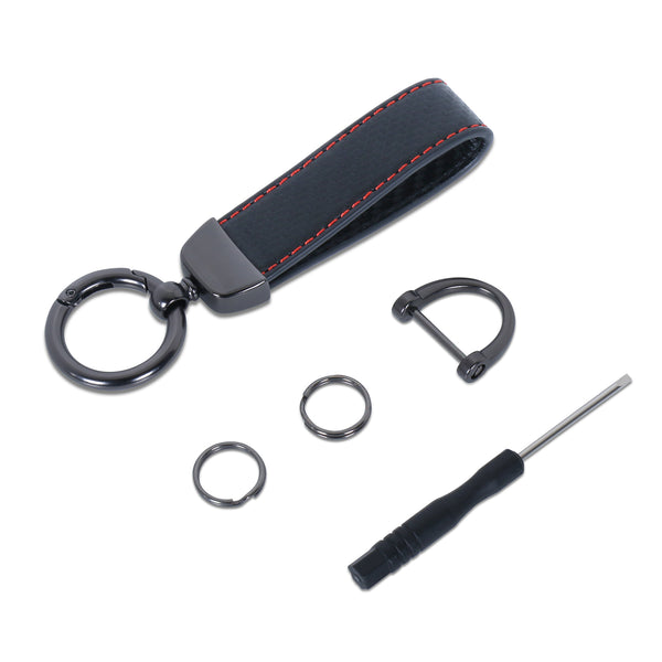 Microfiber Leather Car Keychain, Universal Key Fob Keychain Carbon Fiber Pattern Leather Key Chain Holder for Men and Women