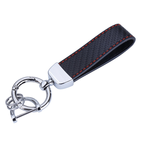 Microfiber Leather Car Keychain, Universal Key Fob Keychain Carbon Fiber Pattern Leather Key Chain Holder for Men and Women
