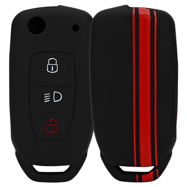Car Key Cover Compatible with Tata Tiago Tigor Nexon Punch Hexa Zest Bolt Safari Storme Flip Key - Rally Stripe