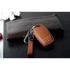 JVCV® Soft Handmade Lychee Pattern Leather Key Cover Compatible with Isuzu Smart Key (Brown)