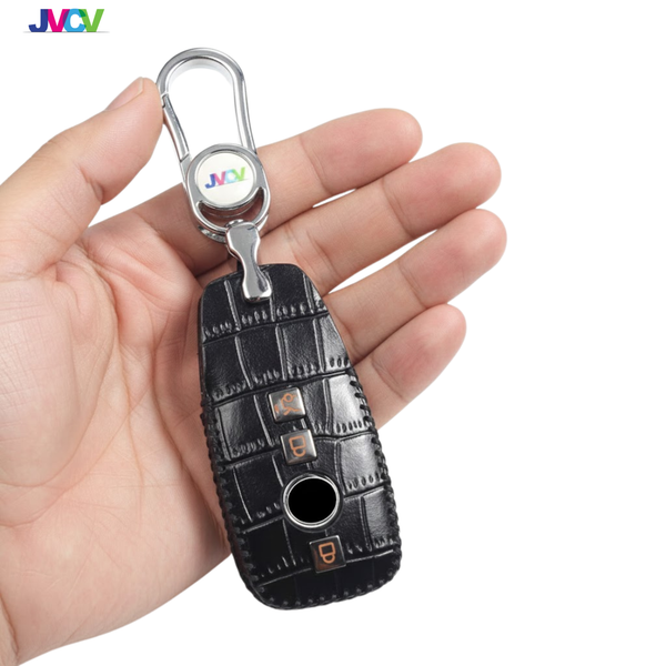 JVCV® Handmade Leather Crocodile Pattern Key Cover – Compatible with Mercedes-Benz E-Class, S-Class, A-Class, C-Class & G-Class Smart Key