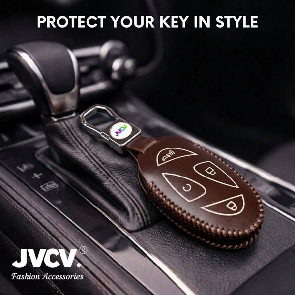 JVCV® Handmade Leather Car Key Cover – Compatible with Hyundai Venue N Line 2026 Smart Key – Premium Soft Leather Protective Case