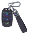 JVCV® Suede Leather Key Cover Compatible with Kia Sonet Seltos Carens 4 Button Smart Key