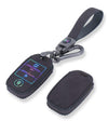JVCV® Suede Leather Key Cover Compatible with Kia Sonet Seltos Carens 4 Button Smart Key