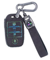 JVCV® Suede Leather Key Cover Compatible with Kia Sonet Seltos Carens 4 Button Smart Key