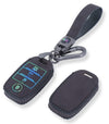 JVCV® Suede Leather Key Cover Compatible with Kia Sonet Seltos Carens 4 Button Smart Key