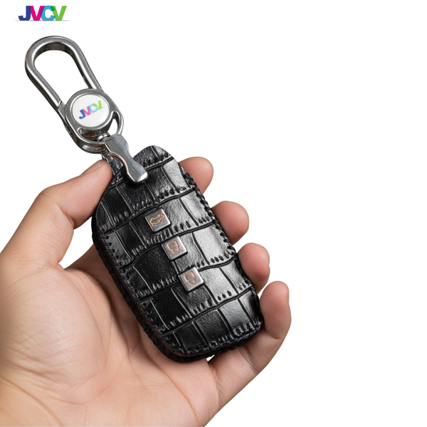 JVCV® Handmade Leather Crocodile Pattern Key Cover – Compatible with New MG Hector, Hector Plus, Windsor & Windsor Pro EV Smart Key