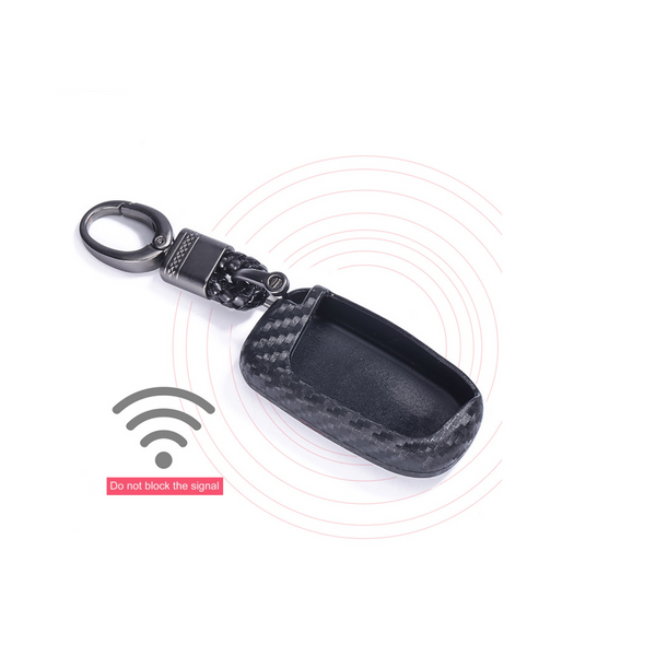 Car Styling Soft Carbon Fiber Pattern Key Cover Compatible with Jeep Compass with Keychain