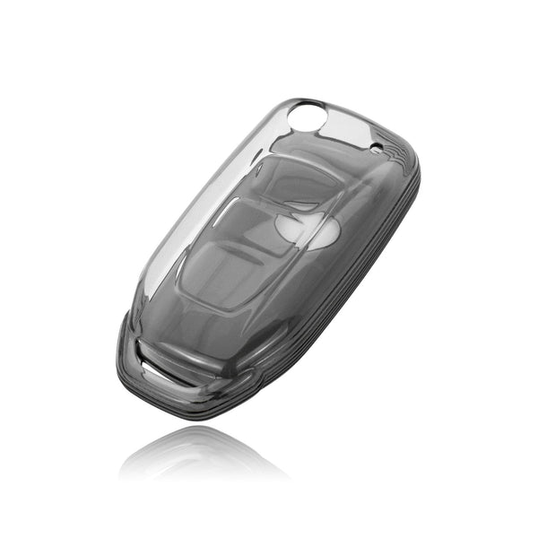 JVCV® Soft TPU Transparent Cover Compatible with Tata Tiago Tigor Punch Nexon Zest Bolt Safari Storme Flip Key (Transparent Black)