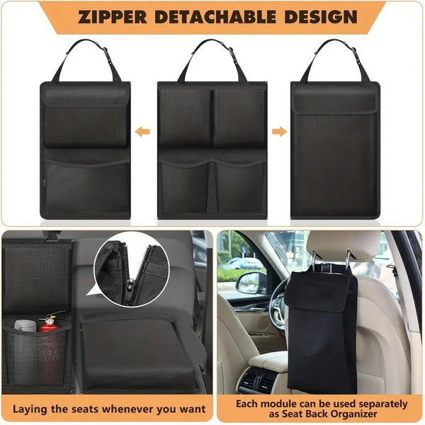 JVCV® Large Capacity Backseat Trunk Organizer – Foldable Multi-Pocket Car Storage Bag with Adjustable Straps for SUV, MPV & Cars