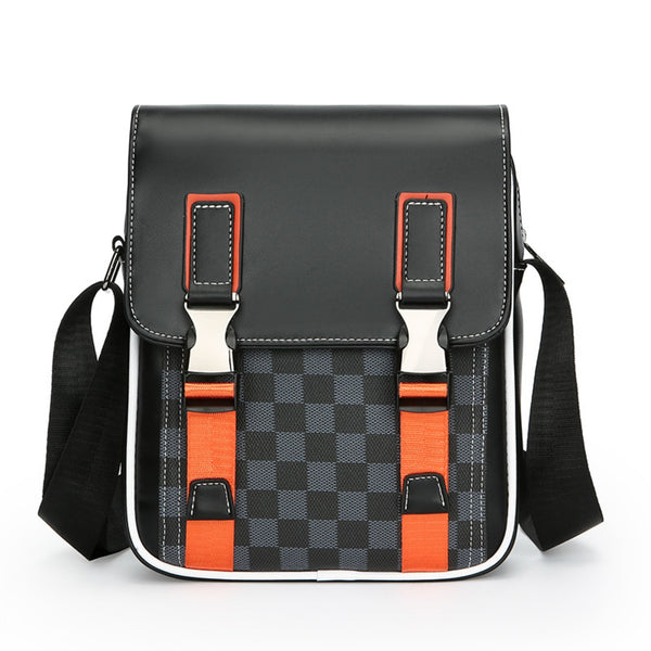 JVCV® Men’s Premium Messenger Bag – Stylish PU Leather Crossbody Shoulder Bag with Adjustable Strap & Unique Checkered Design – Perfect for Work & Travel