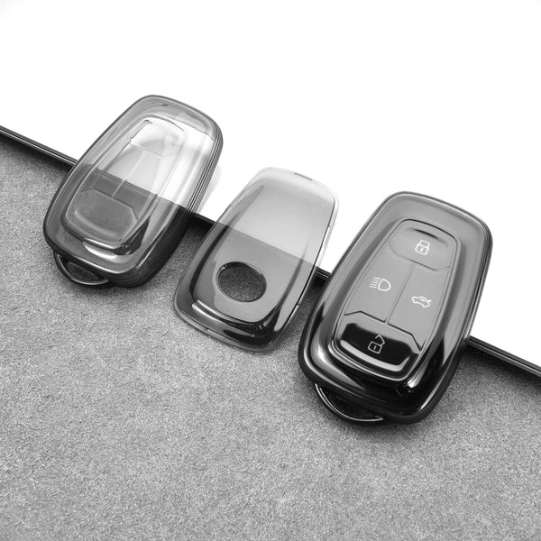 JVCV® Soft TPU Key Cover Combo (Matte Black + Transparent Black) – Compatible with Tata Nexon EV, Harrier, Tiago EV, Altroz, Tigor, Safari & Punch – 4 Button Smart Key