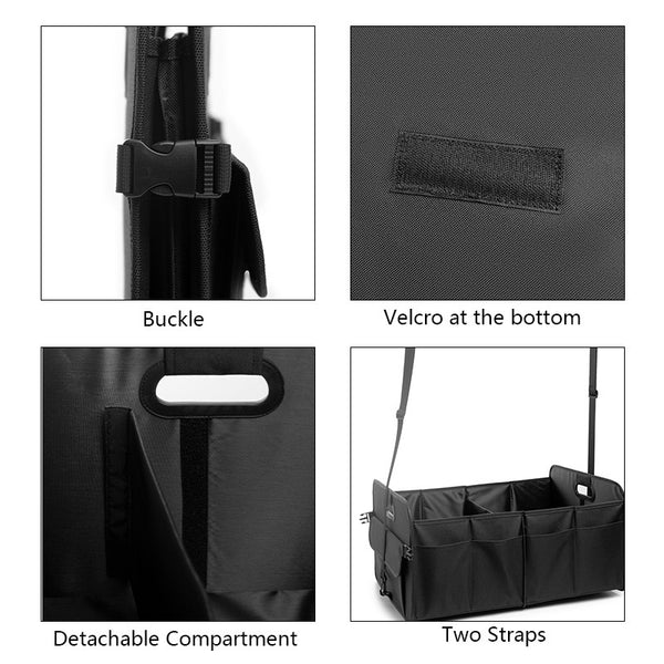 JVCV® XL Car Trunk Boot Organizer Collapsible Multi-Compartment Car Storage Waterproof 600D Oxford Polyester Reinforced Handles suitable for any Car Suv Sedan Minivan Anti Slip Bottom