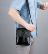 JVCV® Men's Luxury Crocodile Pattern Messenger Bag - Premium PU Leather Crossbody Shoulder Bag with Adjustable Strap - Elegant & Durable for Business, Travel & Daily Use